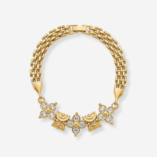 VINTAGE 1990s FLORAL CHARM LINK  BRACELET