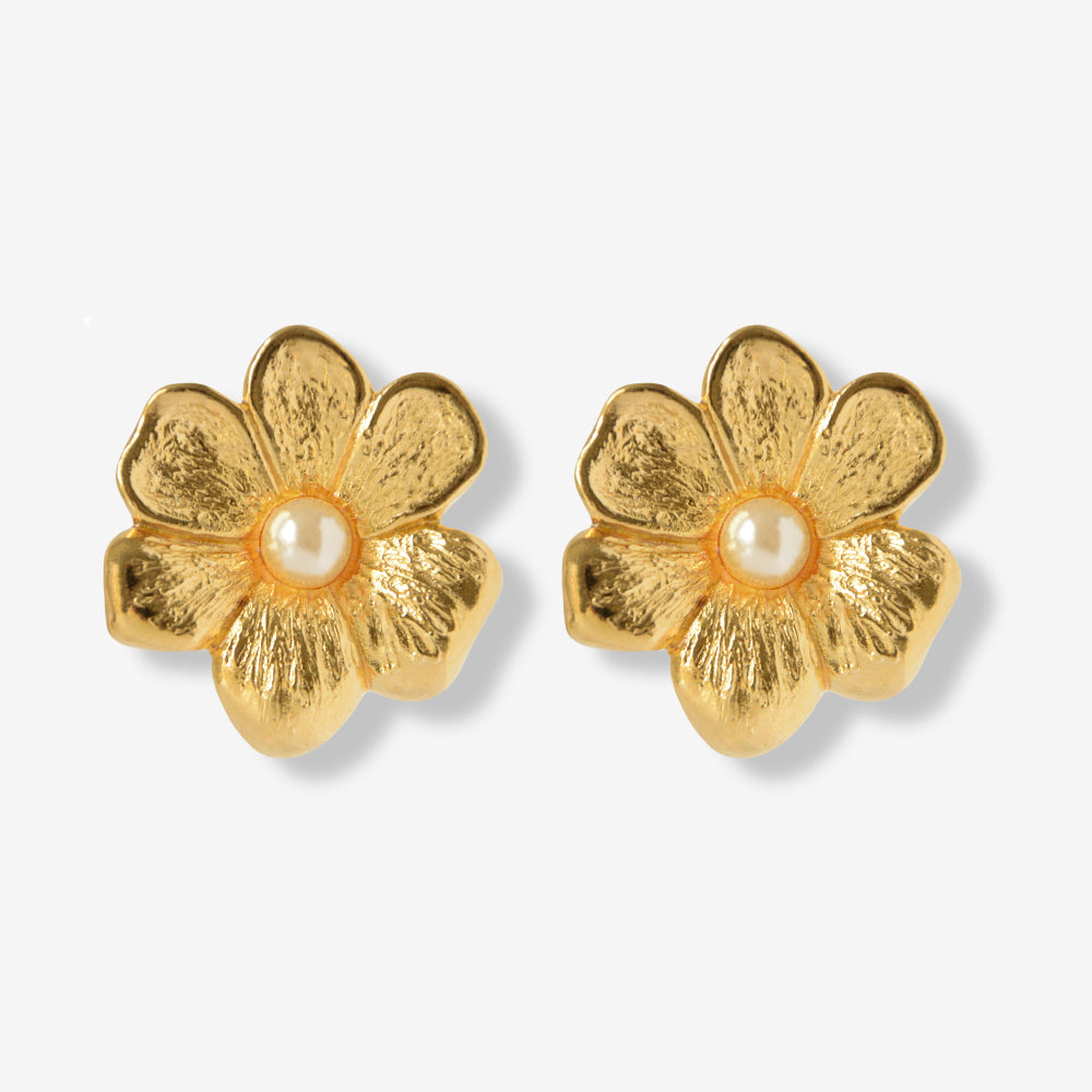 VINTAGE GOLD-PLATED FLORAL STATEMENT EARRINGS