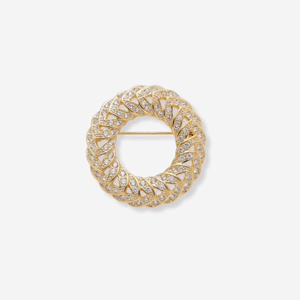 VINTAGE ORNATE CRYSTAL WREATH BROOCH