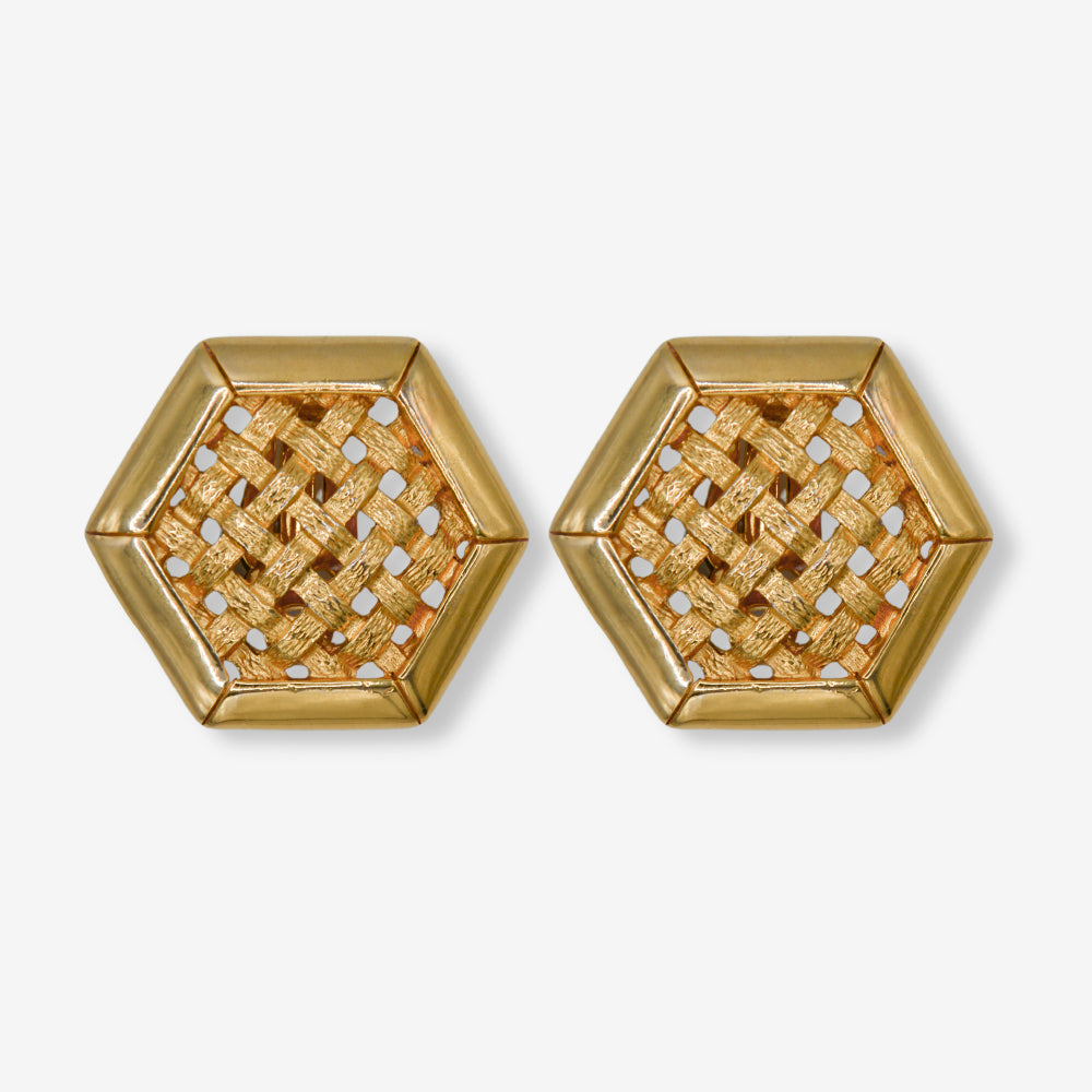 VINTAGE STATEMENT 1980S HEXAGON CLIP ON EARRINGS