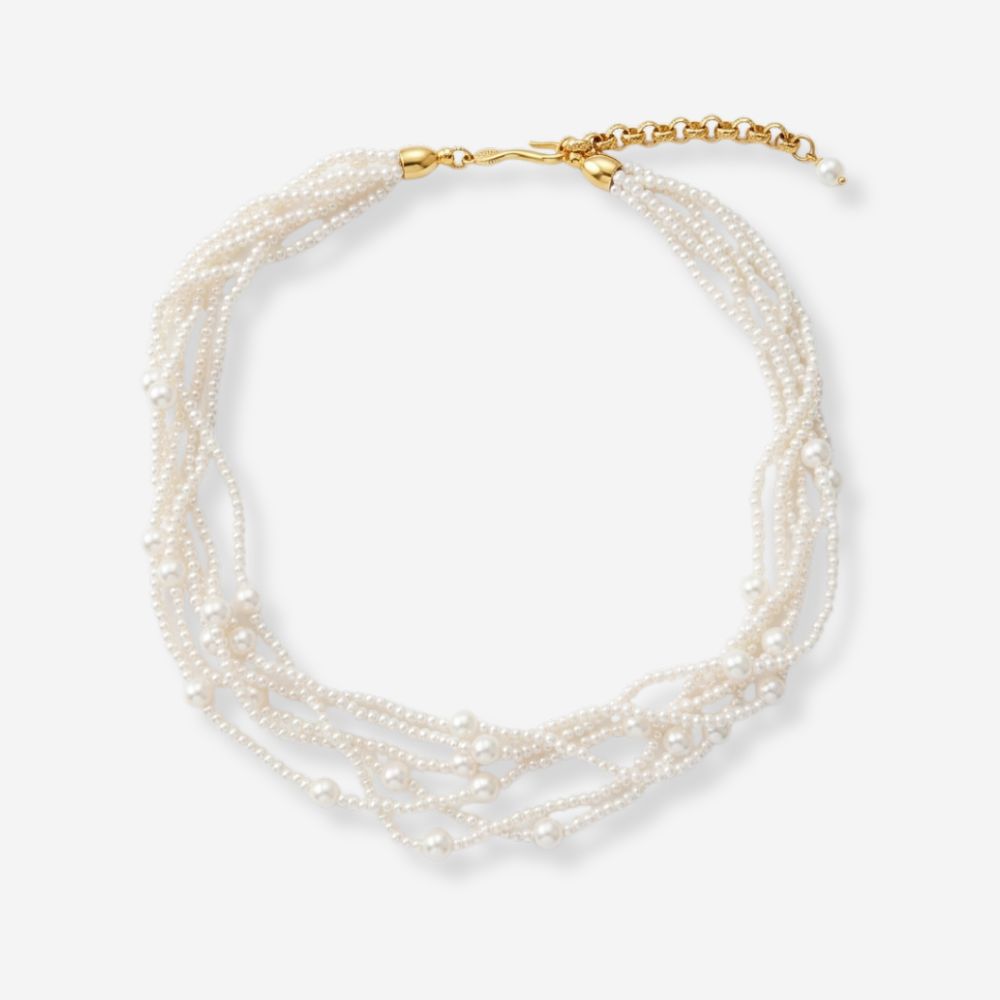 VINTAGE 1980S NAPIER MULTI STRAND IVORY IMITATION PEARL NECKLACE