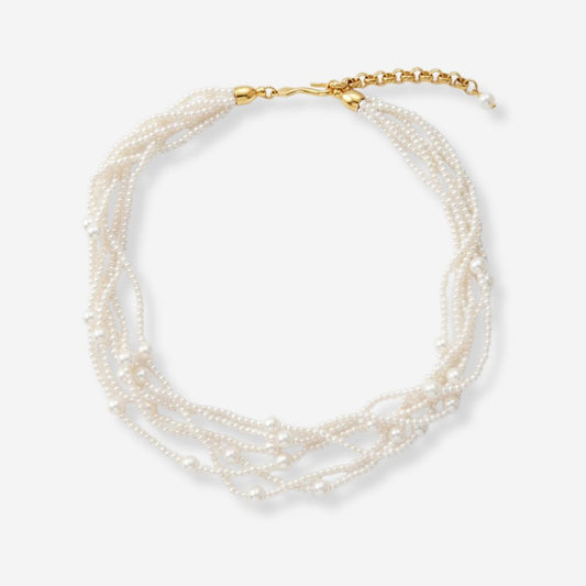 VINTAGE 1980S NAPIER MULTI STRAND IVORY IMITATION PEARL NECKLACE