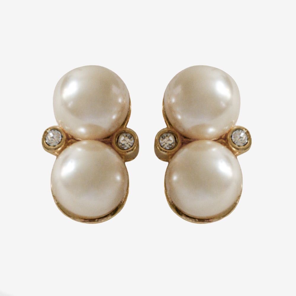 VINTAGE 1990S IMITATION PEARL DUO CLIP-ON EARRINGS